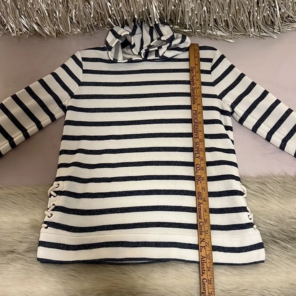 OLD NAVY Off White Navy Blue Striped Sailor Hoodie Pullover Long Sleeve XL